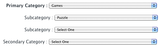 Primary Category, Secondary Category